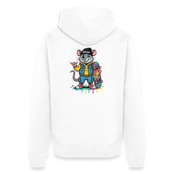 Équipe d’égouts Rat Skater - Veste à capuche bio Premium Unisexe - blanc - Dos - Thijin (182cm)