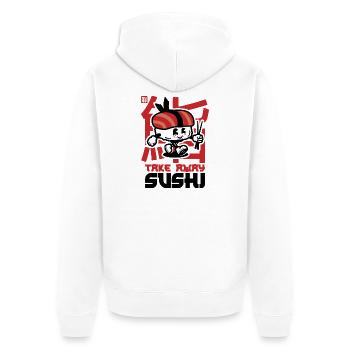 Take Away Sushi - Unisex Premium Organic Zip Hoodie - white - Back - Thijin (182cm)
