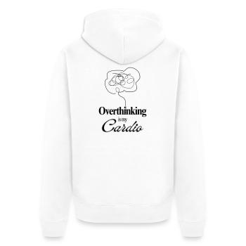 Overthinking is my Cardio Mental Health Humor Tee - Unisex Premium Bio Zip Hoodie - Weiß - Hinten - Thijin (182cm)
