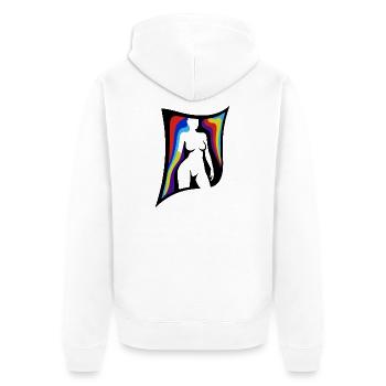 Shadow Figure with Rainbow Wings - Unisex Premium Organic Zip Hoodie - white - Back - Thijin (182cm)