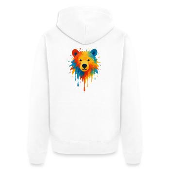 Bären-Aquarell-Tropfende Chroma-Kunst - Unisex Premium Bio Zip Hoodie - Weiß - Hinten - Thijin (182cm)