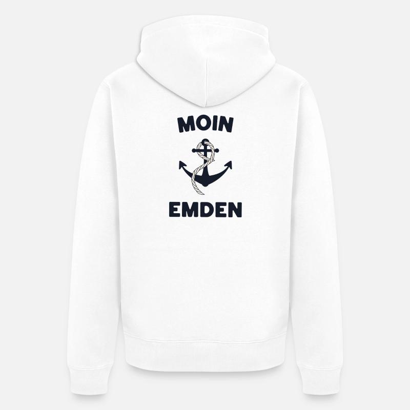 Moin Emden – Conception d’ancres maritimes - Veste à capuche bio Premium Unisexe - blanc