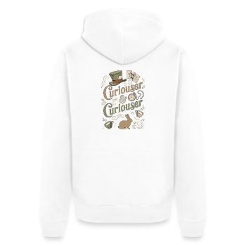Alice Immer Neugieriger ("Curiouser") - Unisex Premium Organic Zip Hoodie - white - Back - Thijin (182cm)