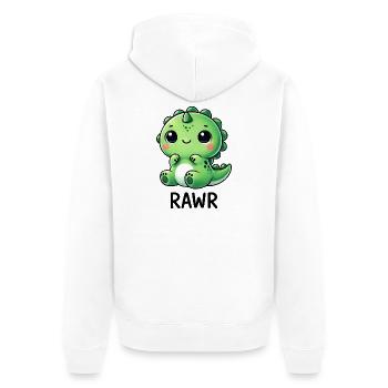 Süßer Dino T-Rex Dinosaurier Cartoon Chibi Roar - Unisex Premium Bio Zip Hoodie - Weiß - Hinten - Thijin (182cm)