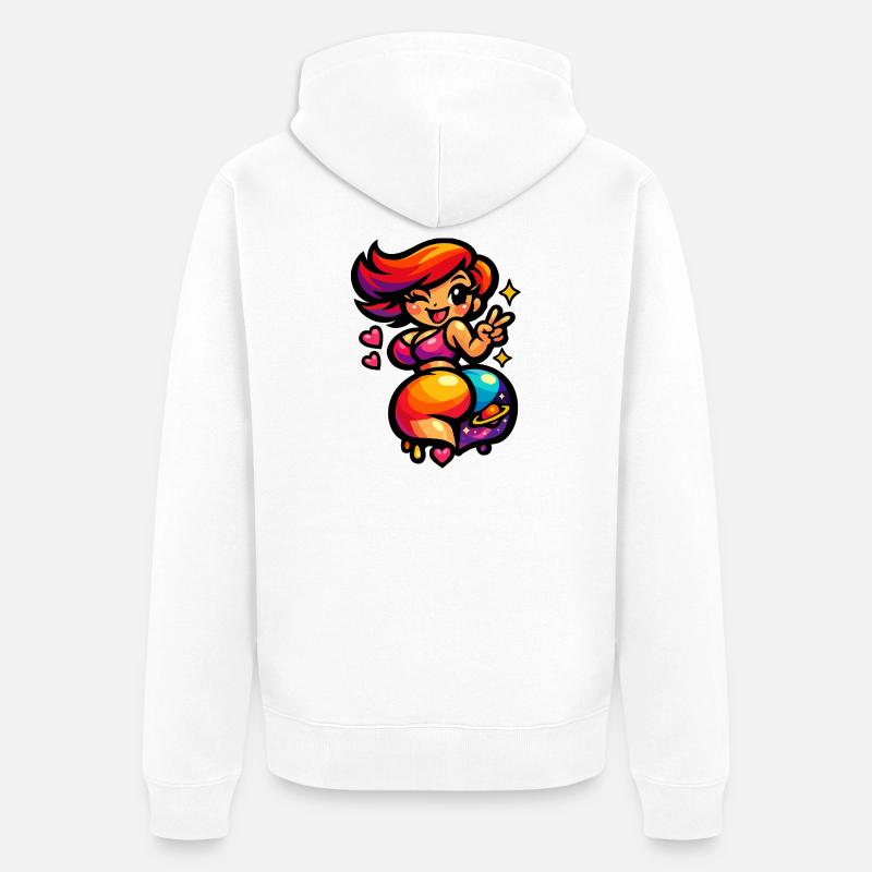 Femme danseuse de l’espace Kawaii - Veste à capuche bio Premium Unisexe - blanc