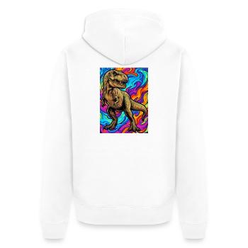 Dinosaurier - Unisex Premium Bio Zip Hoodie - Weiß - Hinten - Thijin (182cm)
