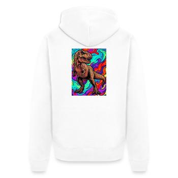 Dinosaurier - Unisex Premium Bio Zip Hoodie - Weiß - Hinten - Thijin (182cm)