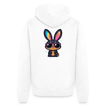 Bunny Party Cool Glasses - Unisex Premium Organic Zip Hoodie - white - Back - Thijin (182cm)