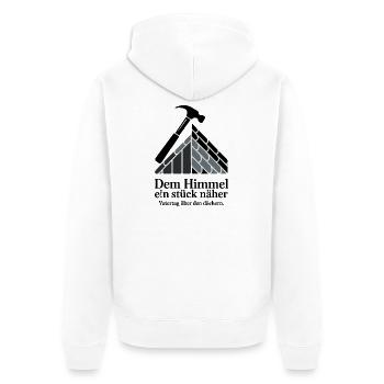  Dachdecker Papa Vatertag Geschenk Shirt 2026 - Unisex Premium Bio Zip Hoodie - Weiß - Hinten - Thijin (182cm)