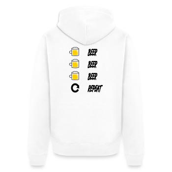 beer beer beer repeat - Unisex Premium Organic Zip Hoodie - white - Back - Thijin (182cm)