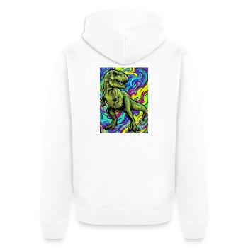 Dinosaurier - Unisex Premium Bio Zip Hoodie - Weiß - Hinten - Thijin (182cm)