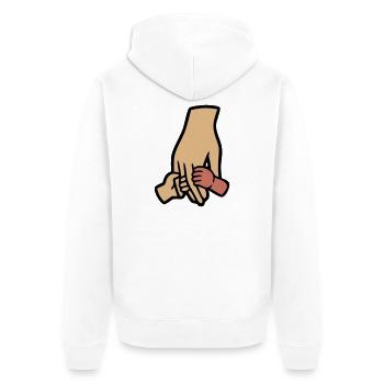 Parents Bébé Mains Amour Famille - Veste à capuche bio Premium Unisexe - blanc - Dos - Thijin (182cm)