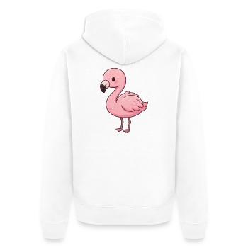 niedlicher_Flamingo_Kawaii_Geschenk_Kinder - Unisex Premium Organic Zip Hoodie - white - Back - Thijin (182cm)