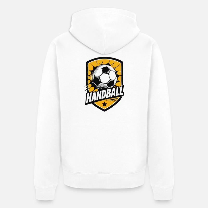 Explosion du bouclier de handball - Veste à capuche bio Premium Unisexe - blanc