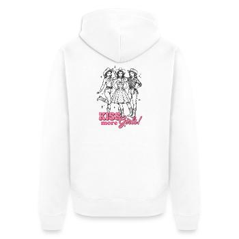 Mois de la fierté LGBTQ - Embrasser plus de filles - Veste à capuche bio Premium Unisexe - blanc - Dos - Thijin (182cm)