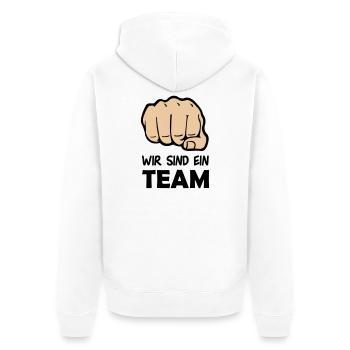 faust_team_002 - Unisex Premium Bio Zip Hoodie - Weiß - Hinten - Thijin (182cm)