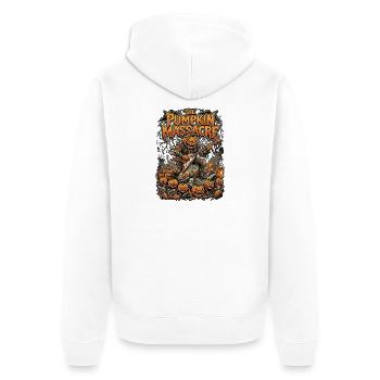 Heavy Metal Pumpkin Halloween - Unisex Premium Organic Zip Hoodie - white - Back - Thijin (182cm)