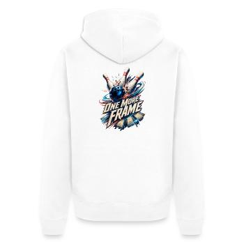 One More Frame Bowling - Unisex Premium Bio Zip Hoodie - Weiß - Hinten - Thijin (182cm)