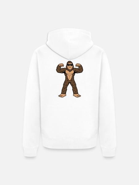Bigfoot muskulöse dunkle Brille - Unisex Premium Bio Zip Hoodie - Weiß