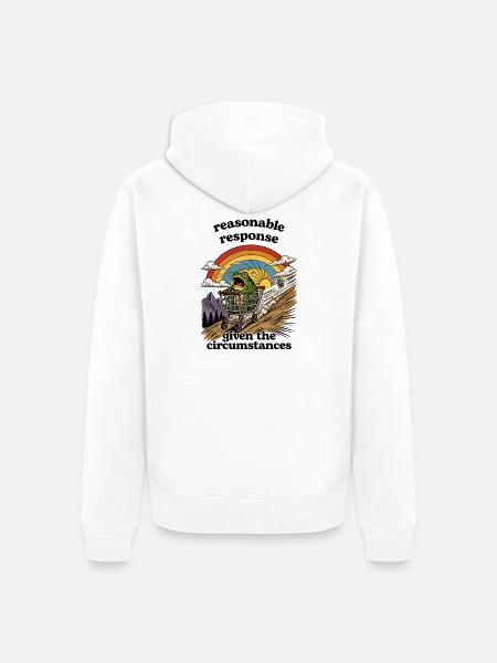 Frosch im Einkaufswagen unter Regenbogen - Unisex Premium Bio Zip Hoodie - Weiß