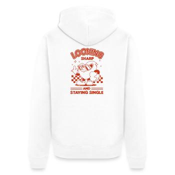 Staying Single - Unisex Premium Bio Zip Hoodie - Weiß - Hinten - Thijin (182cm)