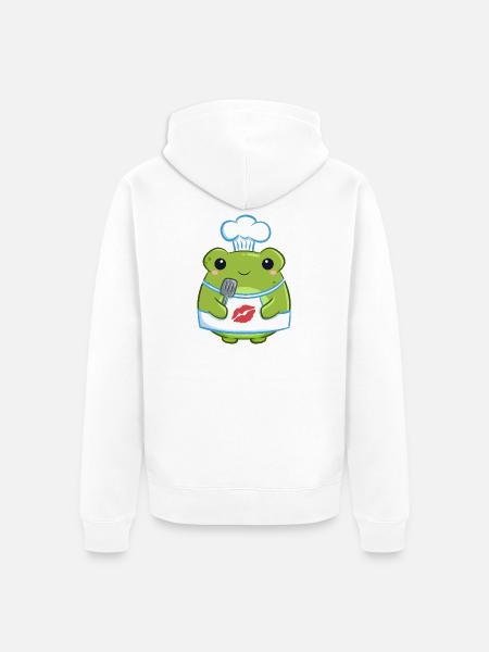 Küchenfrosch mit Kussabdruck - Unisex Premium Bio Zip Hoodie - Weiß