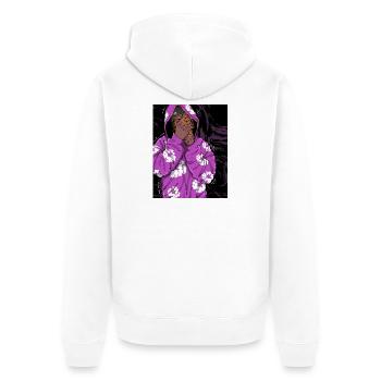 Purple Cloud Hoodie Hush - Unisex Premium Bio Zip Hoodie - Weiß - Hinten - Thijin (182cm)