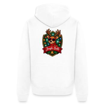 Jingle Bells Rentier Sonnenbrille - Unisex Premium Bio Zip Hoodie - Weiß - Hinten - Thijin (182cm)