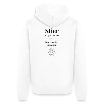 Stier Sternzeichen Eigenschaften - Unisex Premium Bio Zip Hoodie - Weiß - Hinten - Thijin (182cm)