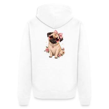 Mops Hund süßer Mops niedlicher Mops - Unisex Premium Bio Zip Hoodie - Weiß - Hinten - Thijin (182cm)
