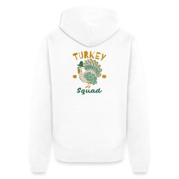 Turkey Squad Herbstdesign - Unisex Premium Bio Zip Hoodie - Weiß - Hinten - Thijin (182cm)