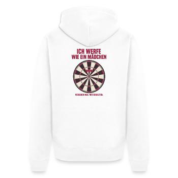 Dartspielerin Frauen Darts Bullseye Girl Power - Unisex Premium Bio Zip Hoodie - Weiß - Hinten - Thijin (182cm)