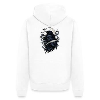 Mondkrähe im Nachtwind - Unisex Premium Bio Zip Hoodie - Weiß - Hinten - Thijin (182cm)