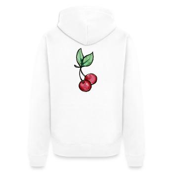 Aquarell-Kirschzweigdruck - Unisex Premium Bio Zip Hoodie - Weiß - Hinten - Thijin (182cm)