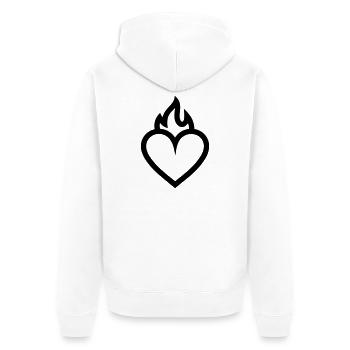 flammendes Herz - Unisex Premium Bio Zip Hoodie - Weiß - Hinten - Thijin (182cm)