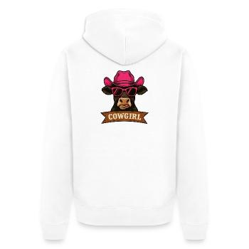 Cow Girl - Unisex Premium Bio Zip Hoodie - Weiß - Hinten - Thijin (182cm)