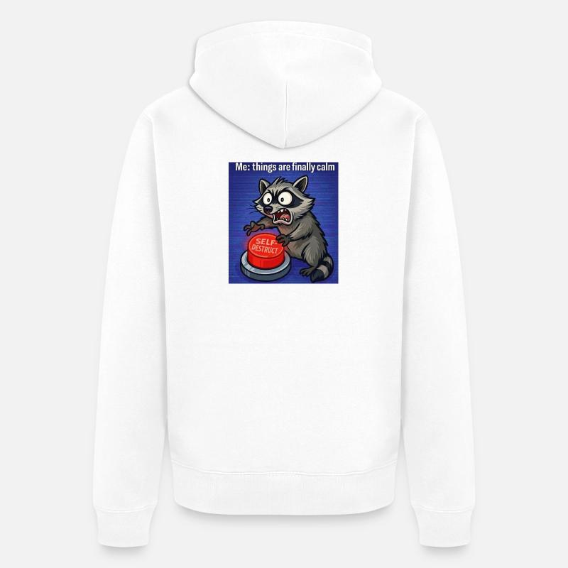 Mème de l’autodestruction des ratons laveurs - Veste à capuche bio Premium Unisexe - blanc