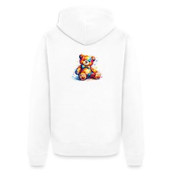 Ours géométrique coloré - Veste à capuche bio Premium Unisexe - blanc - Dos - Thijin (182cm)