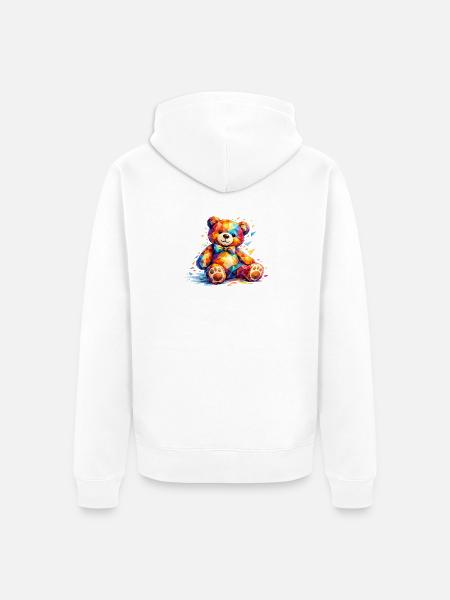 Farbenfroher geometrischer Bär - Unisex Premium Bio Zip Hoodie - Weiß