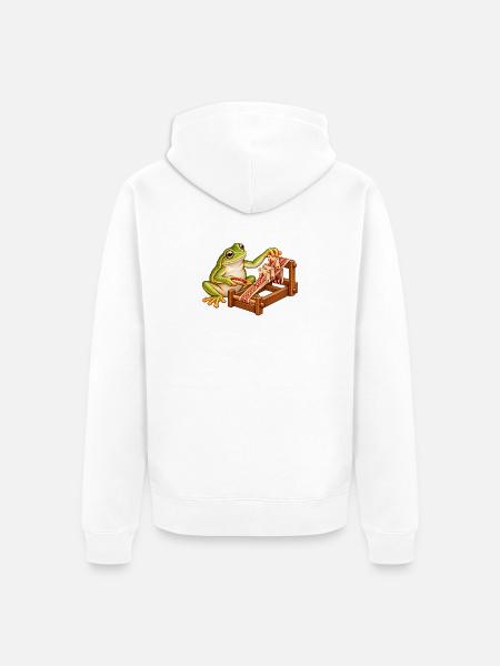 Frosch webt mit Brettchen - Unisex Premium Bio Zip Hoodie - Weiß