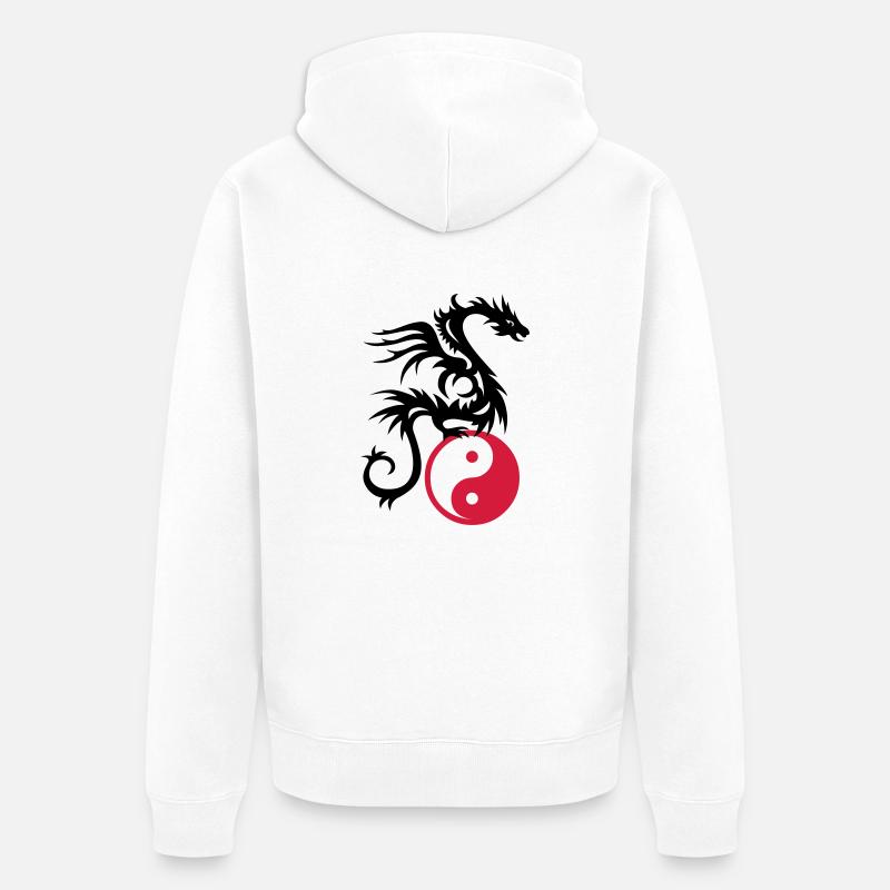 Drachen DRAKO | Yin & Yang - Unisex Premium Bio Zip Hoodie - Weiß