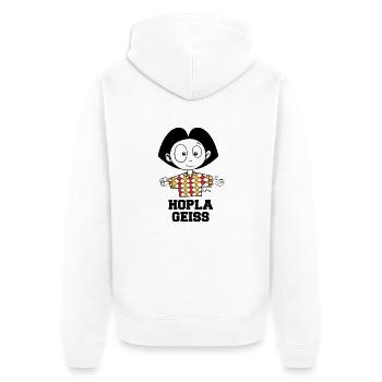 France Alsace Hopla Geiss - Veste à capuche bio Premium Unisexe - blanc - Dos - Thijin (182cm)