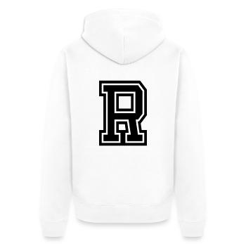 R - Unisex Premium Bio Zip Hoodie - Weiß - Hinten - Thijin (182cm)