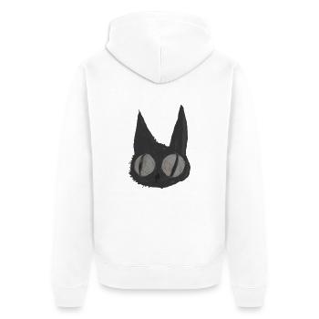 Psycho Cat, schwarze Katze, Illustration - Unisex Premium Bio Zip Hoodie - Weiß - Hinten - Thijin (182cm)