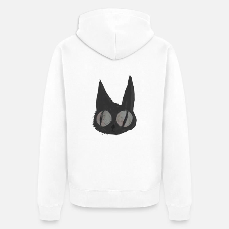 Psycho Cat, schwarze Katze, Illustration - Unisex Premium Bio Zip Hoodie - Weiß