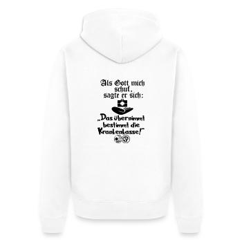 Als Gott mich schuf sagte er sich Das übernimmt... - Unisex Premium Bio Zip Hoodie - Weiß - Hinten - Thijin (182cm)