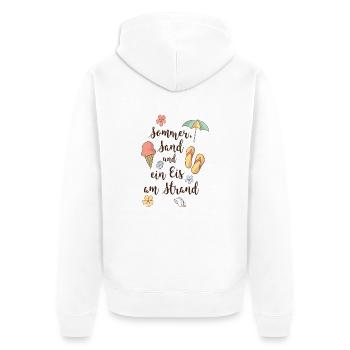 Strand - Unisex Premium Bio Zip Hoodie - Weiß - Hinten - Thijin (182cm)