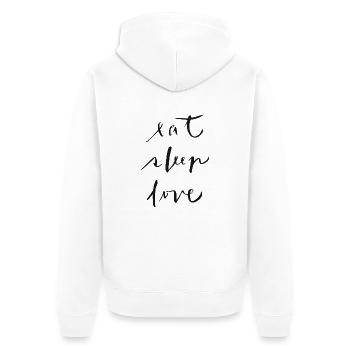 eat-sleep-love - Unisex Premium Bio Zip Hoodie - Weiß - Hinten - Thijin (182cm)
