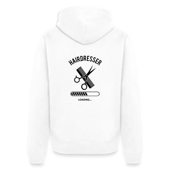 Hairdresser Loading - Veste à capuche bio Premium Unisexe - blanc - Dos - Thijin (182cm)