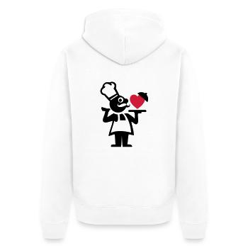 koch_mit_herz_f2 - Unisex Premium Bio Zip Hoodie - Weiß - Hinten - Thijin (182cm)
